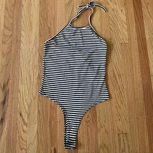 Nastygal striped bodysuit size 8